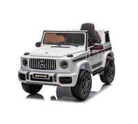 FINOOS Coche electrico para niños Mercedes G63 AMG 24V 4X4 Licencia con Control Remoto, 4 Potentes Motores, /2 + 1 Velocidad/Sistema de Suspensión/Bocina/LED/Música/USB (Blanco XL 24V)
