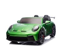FINOOS Coche eléctrico para niños Porsche 911 GT3 24V, 2 plazas, con Mando a Distancia de 2,4 GHz, 4 Motores de 24V y 200W, 1-7 años (Verde)