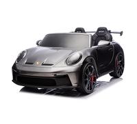 FINOOS Coche eléctrico para niños Porsche 911 GT3 24V, 2 plazas, con Mando a Distancia de 2,4 GHz, 4 Motores de 24V y 200W, 1-7 años (Gris)