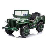 FINOOS - Vehículo eléctrico para NIÑOS Infantil J.E.E.P Willy's Army 24V, 3 plazas, con Mando a Distancia de 2,4 GHz, 4 Motores 24V 200W (Verde Matcha)