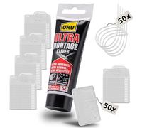 FINOPET 50 Ganchos Adhesivos Y 100 Ml De Pegamento De Montaje UHU Ultra Y 50 Bridas, Fijación De Red Para Gatos, Exterior, Balcón Sin Agujeros