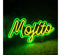 FINOTI cócteles Letrero neón Luces neón Copa cóctel luz led neón Verde Mojito neón de Bebida Regulable letreros decoración Paredes letreros Luces neón Dormitorio Bar Club con Interruptor,B