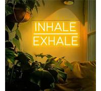 FINOTI Inhale Exhale Letrero neón Letrero neón Yoga decoración Arte Pared luz de neón Azul Hielo para Arte de Pilates Letrero neón Gimnasio Estudio de Yoga USB con Interruptor,G
