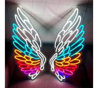 FINOTI Letrero Luz Neón LED Alas de Ángel Coloridas - Señal Luminosa, Decoración para Fiesta, Navidad, Dormitorio, Bar, Pub, Club, Sala de Arte - Con Interruptor, 80cm