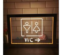 FINOTI WC. Letrero neón led Inodoro w.c. Inodoro exhibición baño Restaurante café Letrero neón led Doble Color Marco Fotos Dormitorio Escritorio luz Nocturna 3D Bar Bar Club Arte,A,32x22cm