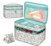 FINPAC Bolsa para Kit de Costura, Doble Capa Organizador de Accesorios de Costura, Costurero Grande para hilo, agujas, tijeras y otras herramientas de costura (Solo Bolsa) (Primavera)