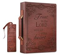 FINPAC Funda clásica para la Biblia, de piel sintética, para llevar libros, bolsa de iglesia, protector de la Biblia con asa, para hombres, mujeres, padre, madre, amigos, niñas, niños, [Confía en el