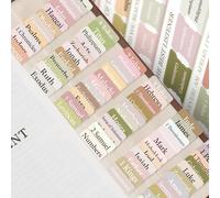 FINPAC Pestañas de índice de la Biblia, pestañas de la Biblia del Antiguo y Nuevo Testamento, 75 pestañas incluyendo 66 pestañas con nombre y 9 en blanco, pestañas laminadas de capítulo de la Biblia