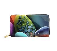FInpan Patrón de hojas de plantas encantadas, cartera con cremallera para mujer, embrague largo, tarjetero de crédito, cartera de cuero, monedero de viaje, Piedras de colores, Talla única