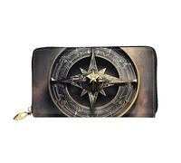 FInpan Patrón de insectos pequeños de dibujos animados, cartera con cremallera para mujer, embrague largo, tarjetero de crédito, cartera de cuero, monedero de viaje, Brújula de runas nórdicas de