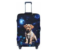 FInpan Sahara - Funda protectora elástica para carrito de viaje, varios tamaños, se adapta a equipaje de 18 a 32 pulgadas, Cachorro rosa azul, L