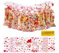 Finphoon 198 bolsas de regalo de San Valentín, bolsas de celofán de San Valentín, 9 estilos de bolsas de regalo de San Valentín para San Valentín, boda, fiesta, suministros