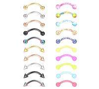 Finrezio 16G 20 Unids Anillos de Ceja de Acero Inoxidable Anillo de Labio Barbell Anillo Curvo Tragus Daith Rook Pendiente de Acrílico Piercing Joyería para Mujeres Hombres