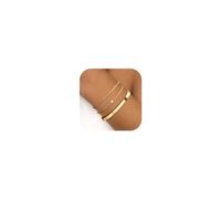 Finrezio 3-5 Piezas Pulsera Oro para Mujer - Pulseras Apilables Chapadas Oro 14 Quilates - Cadena Cuentas Fígaro Ajustables - Juego de Joyas