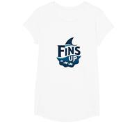 Fins Up: Aventura en el océano para entusiastas de los Tiburones Camiseta, Niñas, Blanco, Grande