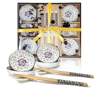 Finsink 12 piezas Juego de platos de sushi para 4 personas set sushi de cerámica Usando caja de embalaje de como regalo de cumpleaños para un amigo o un ser querido