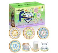 Finsink mosaicos manualidades 4 juego de posavasos de mosaico DIY mosaicos posavasos madera Regalo de cumpleaños perfecto para niños de 5, 6, 8 y 10 años (A)