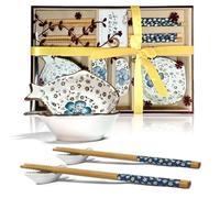 Finsink Vajilla de sushi para 2 personas, 6 piezas, de cerámica, juego de platos de sushi, azul y blanco, en caja de regalo de como regalo para amigos (A1)