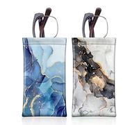 FINTIE 2 Piezas Funda Gafas Blanda para Mujeres, Portátil Bolsa Estuche Gafas de Sol con Pañuelo Limpia Gafas