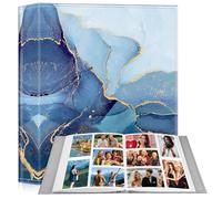 Fintie Álbum de fotos de 4 x 6 pulgadas, 300 bolsillos de gran capacidad, piel vegana de alta calidad, funda para libro de fotos familiar, boda, aniversario, bebé, vacaciones, mármol océano