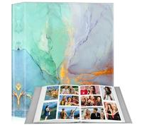 Fintie Álbum de fotos de 4 x 6 pulgadas, 300 bolsillos de gran capacidad, piel vegana de alta calidad, funda para libro de fotos familiar, boda, aniversario, bebé, vacaciones, mármol esmeralda