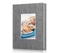 Fintie Álbum de fotos de 4 x 6 pulgadas, 52 fotos de pequeña capacidad de piel vegana, álbum de fotos portátil para bodas, niños, niñas (gris copo de nieve)