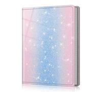 Fintie Álbum de fotos de 5 x 7 pulgadas, 52 bolsillos de pequeña capacidad, cubierta de cuero vegano de alta calidad, cartera portátil para boda, familia, niños, niñas, obras de arte (azul/rosa)