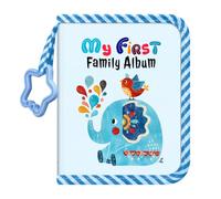 Fintie Álbum de fotos de bebé de 4 x 6 pulgadas, 18 fotos Mi primer álbum | Cubierta de tela suave y ganchos para recién nacidos/bebés/niños/baby shower-recuerdos-regalos de cumpleaños, elefante