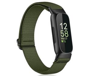 Fintie Bandas elásticas compatibles con Fitbit Inspire 2 / Inspire HR/Inspire/Ace 3 / Ace 2, correa elástica ajustable de nailon transpirable de repuesto, color verde oliva