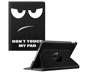 FINTIE - Carcasa Compatible con iPad de 9ª generación 2021 / 8º Gén 2020 / 7º Gén 2019 10,2" - [Almacenamiento de lápices] Funda giratoria 360° Protección Case Cover, Don't Touch