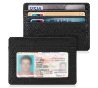 Fintie Cartera con Bolsillo Frontal - Minimalista y Delgado Estuche de Tarjeta Bloque RFID para Tarjetas de Crédito con Ventana de Identificación para Hombres, Negro