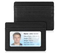 FINTIE Cartera con Bolsillo Frontal - Minimalista y Delgado Estuche de Tarjeta Bloque RFID para Tarjetas de Crédito con Ventana de Identificación para Hombres, Negro
