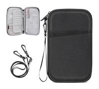 Fintie - Cartera para Pasaporte Familiar, con Bloqueo RFID, Organizador de Documentos de Viaje, Bolsa con Llavero, Tarjetas de crédito para Hombre y Mujer, Negro, Pasaporte Familiar