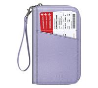 Fintie Cartera para Pasaporte Familiar, Organizador de Documentos de Viaje con Bloqueo RFID, Bolsa de Mano para Tarjetas de crédito, Funda para Mujeres y Hombres, Lila Púrpura, Classic