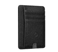 FINTIE Cartera Tarjetero de Crédito con Bolsillo Frontal - Tarjetero Minimalista con Bloque RFID Portatarjetas para Tarjetas de Crédito/Identificación con Cubierta Transparente, Negro