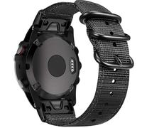 FINTIE Correa Compatible con Garmin Fenix 6X/Fenix 3/Fenix 3 HR/Fenix 5X - 26mm Pulsera de Repuesto de Nylon Tejido Banda con Hebilla de Metal, Negro