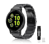 FINTIE Correa Compatible con Garmin Vivoactive 3/Vívomove HR/Vivoactive 3 Music/Forerunner 645 Music - 20mm Pulsera de Repuesto de Metal de Acero Inoxidable, Negro