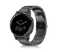 FINTIE Correa Compatible con Vivoactive 4 - Pulsera de Repuesto de Acero Inoxidable Banda Ajustable de Metal, Negro