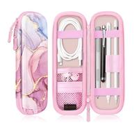 Fintie Estuche Compatible con Apple Pencil (2.ª y 1.ª Generación) - Funda de Material Sintético con Bolsillo de Malla, Mármol Rosa Dorado