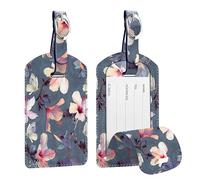 Fintie Etiquetas para Equipaje [Paquete de 2] de Material Sintético con Cubierta de Identificación de Nombre para Maleta,Hibisco