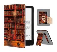 FINTIE Funda 7" Kindle Paperwhite 2024 (12ª Gen) y Kindle Colorsoft Signature Edition (1ª Gen) - Protectora Soporte Cover con Ranuras para Tarjetas & Correa de mano, Auto Despertador/Sueño, Biblioteca