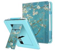 Fintie Funda 7" para Tolino Vision Color 2024/Vision 6 2021 y Kobo Libra Color 2024/Libra 2 2021-Kickstand Cubierta con Correa de Mano Titular de la Tarjeta y el sueño/Despertar Auto,Flores