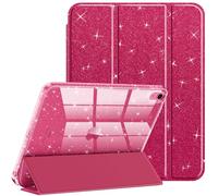 Fintie Funda para iPad 11ª Gen 2025 (A16) de 11 Pulgadas, iPad 10ª Gen de 10.9 Pulgadas (2022) con Soporte para bolígrafo, Funda Brillante antichoque con Cubierta Trasera Transparente,Rojo Borgoña