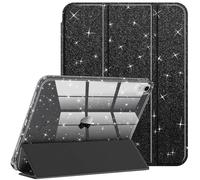 Fintie Funda para iPad 11ª Gen 2025 (A16) de 11 Pulgadas, iPad 10ª Gen de 10.9 Pulgadas (2022) con Soporte para bolígrafo, Funda Brillante antichoque con Cubierta Trasera Transparente,Negro
