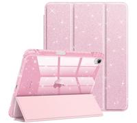Fintie Funda Brillante para iPad Air 11 Pulgadas M4/M3/M2 (2026/2025/2024), iPad Air 5ª Gen/4ª Gen (2022/2020) de 10.9 Pulgadas, Funda Transparente Delgada con Soporte para bolígrafo - Rosa Claro