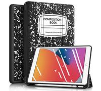 Fintie Funda Compatible con iPad 10,2" 2021/2020/2019 (9.ª, 8.ª y 7.ª Gen) con Soporte Integrado para Pencil - Carcasa Ligera Trasera de TPU Suave con Auto-Reposo/Activación, Cuaderno