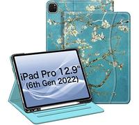 FINTIE Funda Compatible con iPad Pro de 12.9 Pulgadas (2022/2021/2020/2018, 6ª/5ª/4ª/3ª generación), Funda Inteligente multiángulo con Soporte para lápices y Bolsillo, Apagado y Encendido automático,