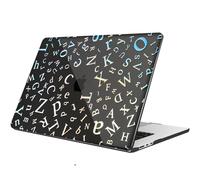 Fintie Funda Compatible con MacBook Air 15 Pulgadas (M4) 2025 / (M3) 2024 / (M2) 2023, Carcasa rígida Ultrafina Compatible con MacBook Air de 15,3 Pulgadas Retina, (Negro Transparente) Alfabeto