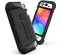 FINTIE Funda Compatible con Nintendo Switch OLED (2021) con 2 Ranuras para Tarjetas de Juego - [Apta para Niños] Ultraligera a Prueba de Golpes con Agarre Ergonómico, Negro