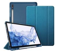 Fintie Funda Compatible con Samsung Galaxy Tab S8 11" 2022/Tab S7 11" 2020 con Soporte para S Pen - Trasera Transparente Mate Carcasa Ligera con Auto-Reposo/Activación, (Z-Satinado Azul Cerceta)